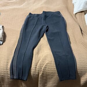 Athleta Black Track Pants with White Stripes